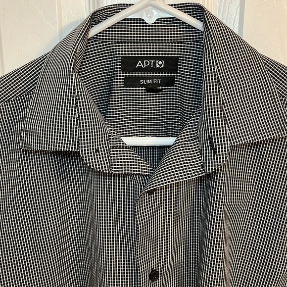 Men’s Black check slim fit button up shirt 15-1/2 34/35 - Picture 3 of 11